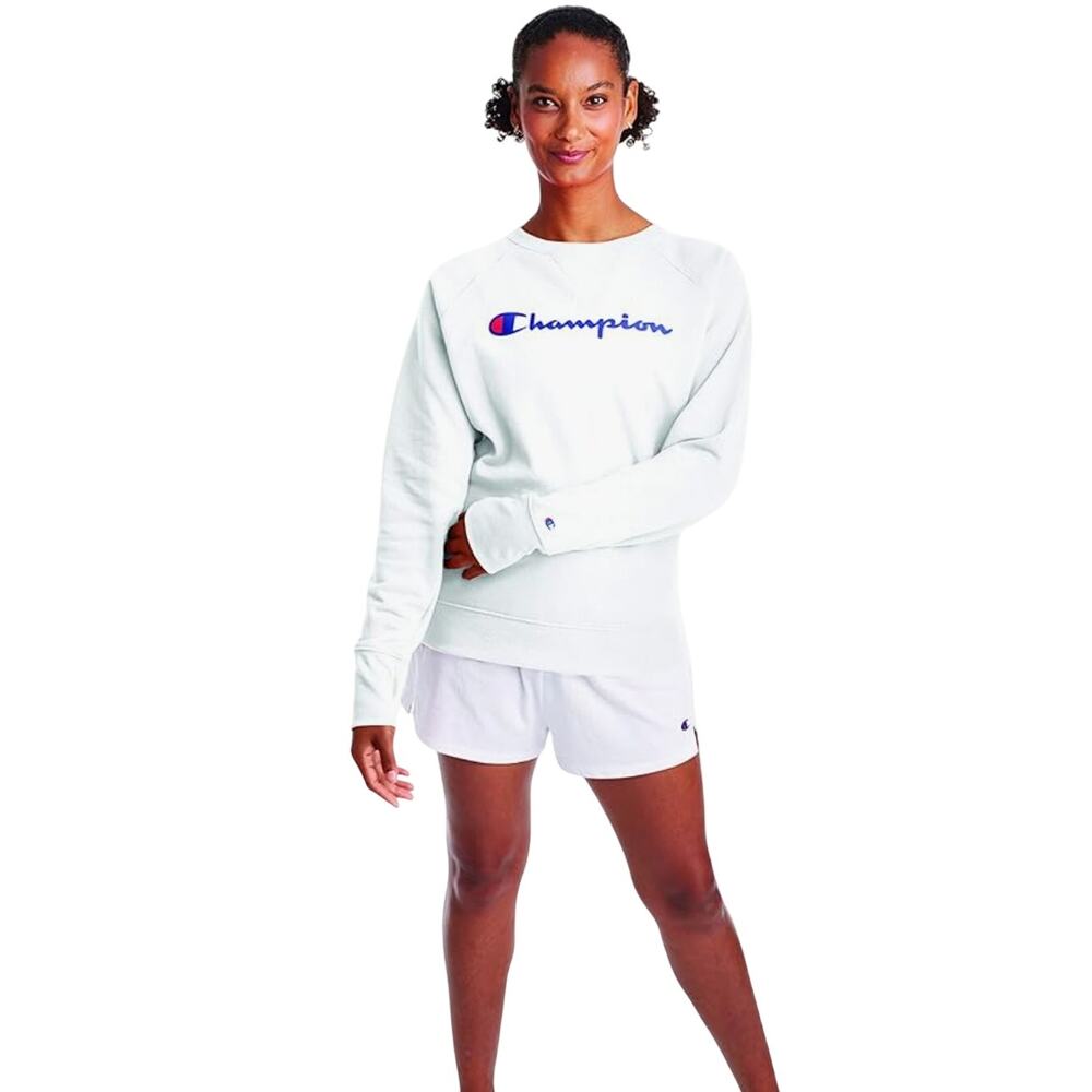 Champion Women's Powerblend Boyfriend Crew Script Logo L